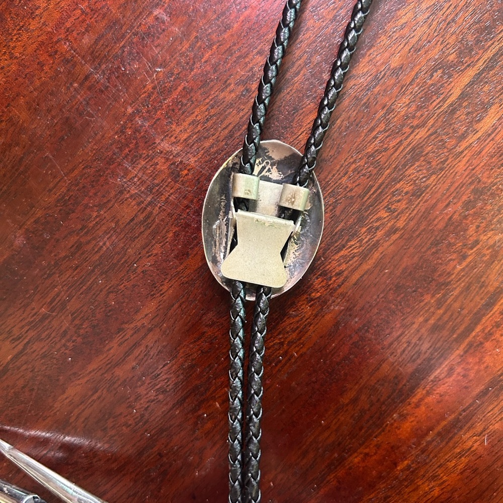 Vintage Mexican Silver and Onyx Bolo Tie - Picture 9 of 13